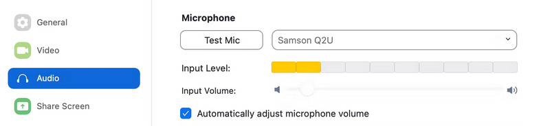 Configuration du microphone