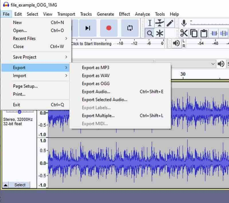 Audacity Export