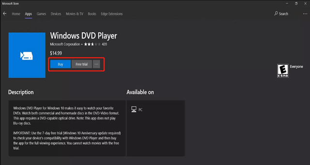 Stáhněte si Windows DVD Player z Microsoft Store