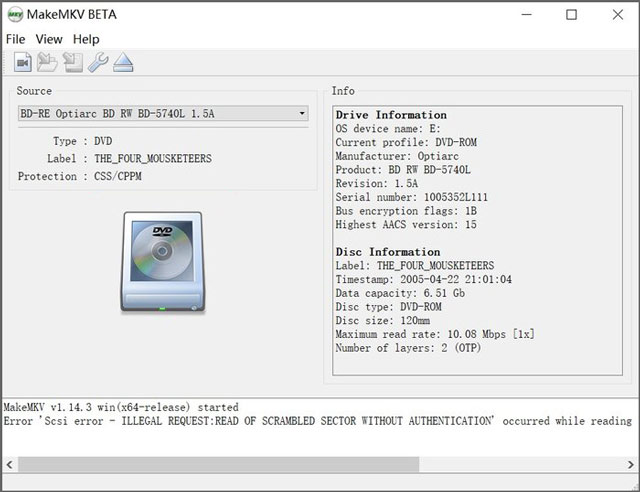 Logiciel pour ripper des DVD MakeMKV