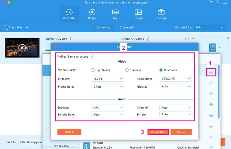 Customize the Output Settings