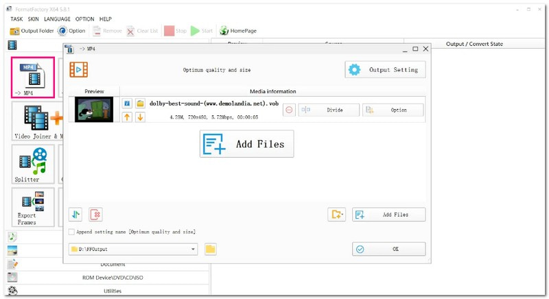 Format Factory แปลง TS เป็น MP4