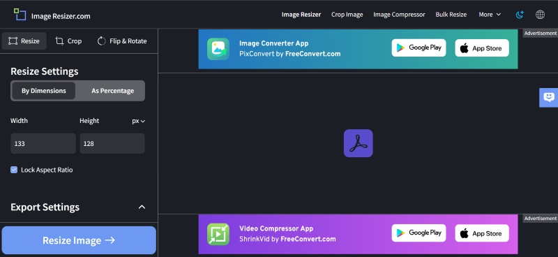 Modifier les dimensions de l'image