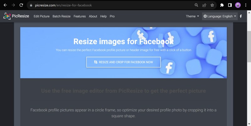 Redimensionner l'image pour Facebook