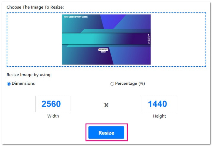 Super Image Converter Redimensionner l'image pour la bannière Youtube