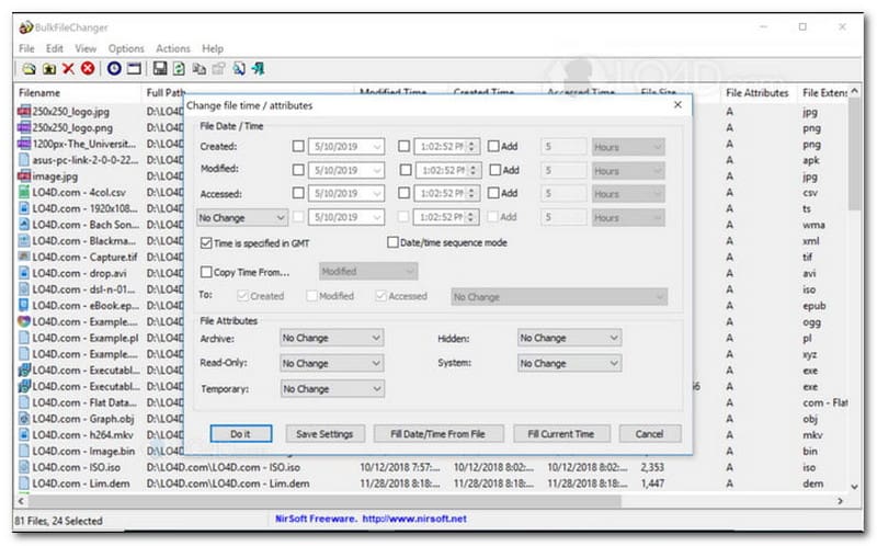 BulkFileChanger Il miglior cambio data file