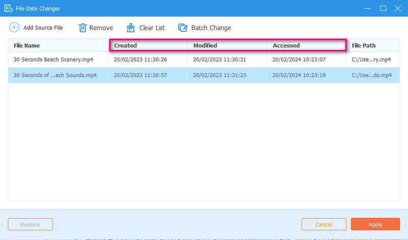 Change the Created Modified and Accessed Dates