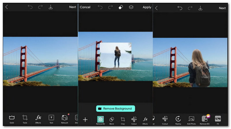 Picsart เพิ่มบุคคลลงในรูปภาพบน iPhone