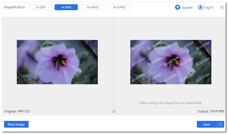 AVAide Image Upscaler Il miglior potenziatore di pixel AI