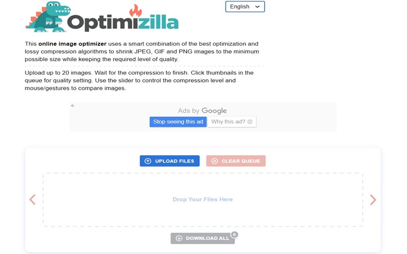 Optimizilla インターフェース