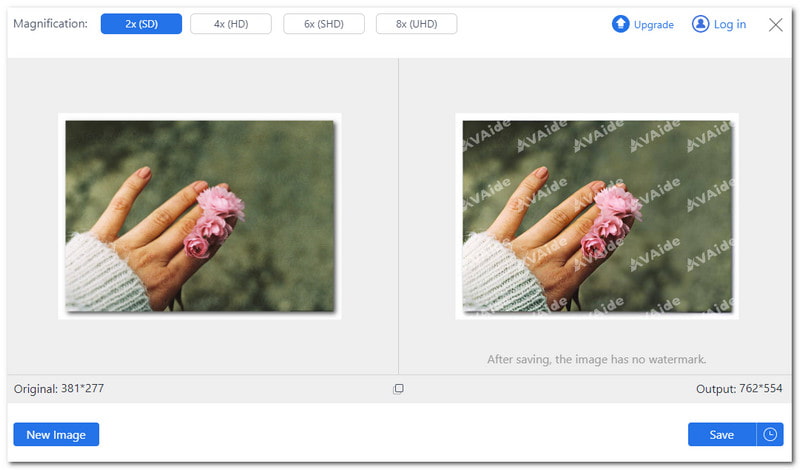 Avaide Image Upscaler Optimiseur de photos gratuit en ligne