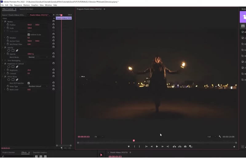 Denoise видео с Adobe Premiere