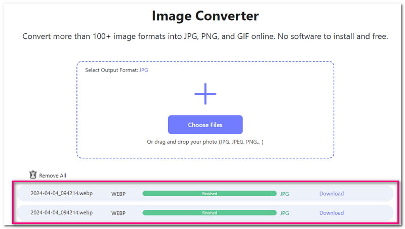 WebP được chuyển đổi sang định dạng JPG