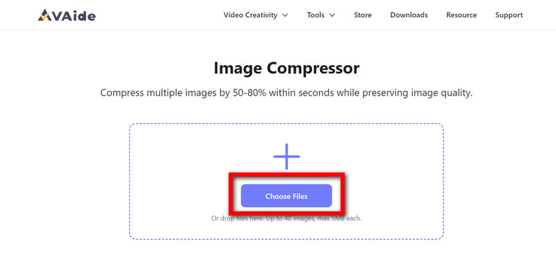 Avaide Image Compressor เลือกไฟล์