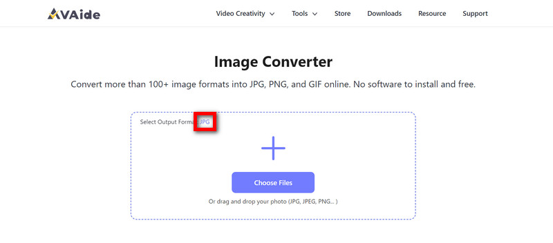 Choose JPG Output Format