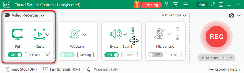 Choose Recording Size