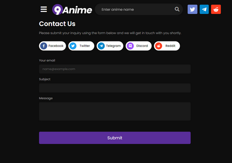 Contact 9anime Support Team