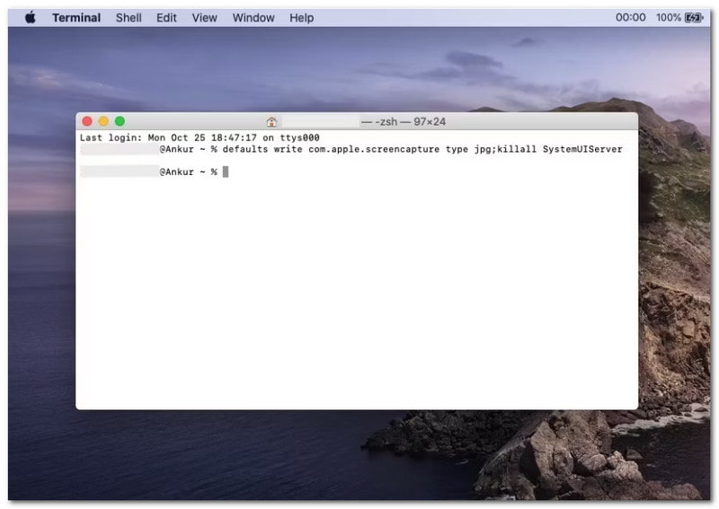 Converti screenshot in Jpg utilizzando il terminale su Mac
