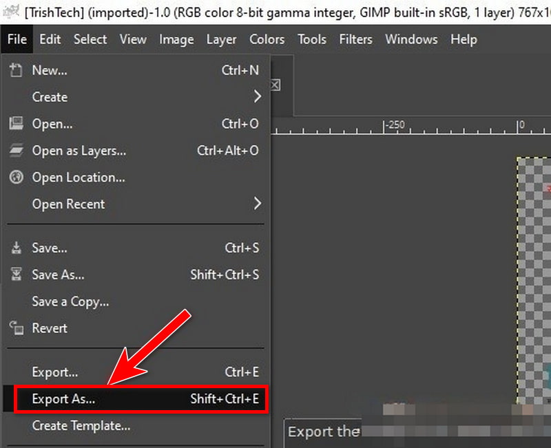 Gimp File Export As