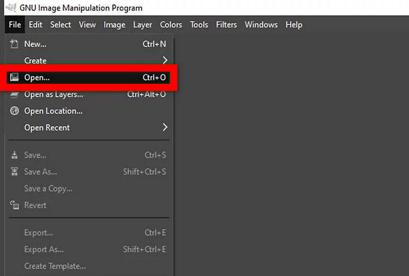 Otwórz plik Gimp