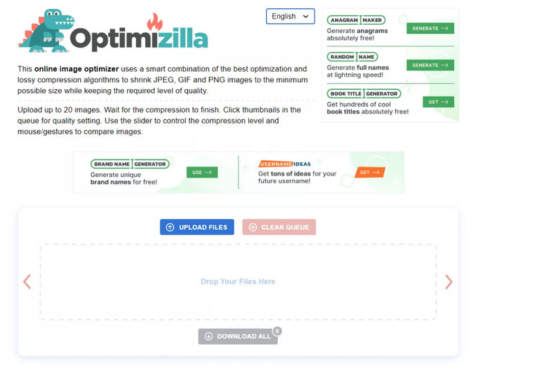 Διεπαφή Optimizilla