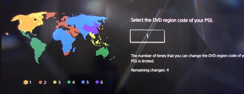 رمز المنطقة من Ps5