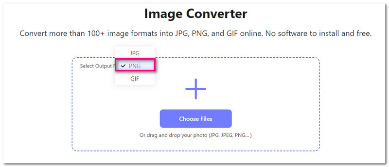 Select Png Under The Select Output Format