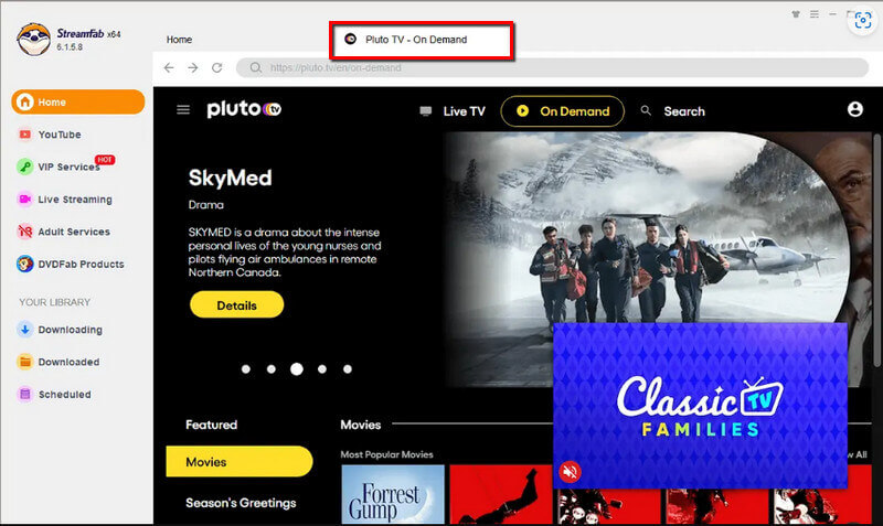 Faceți clic pe Pluto Tv