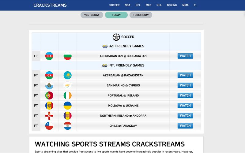 Crackstream hjemmeside