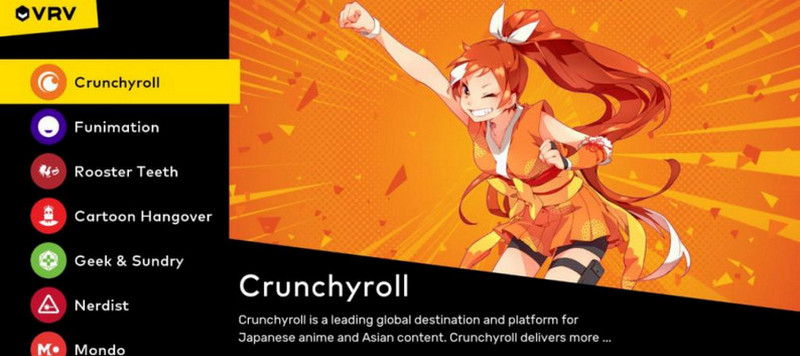 Interfaz VRV de Crunchyroll