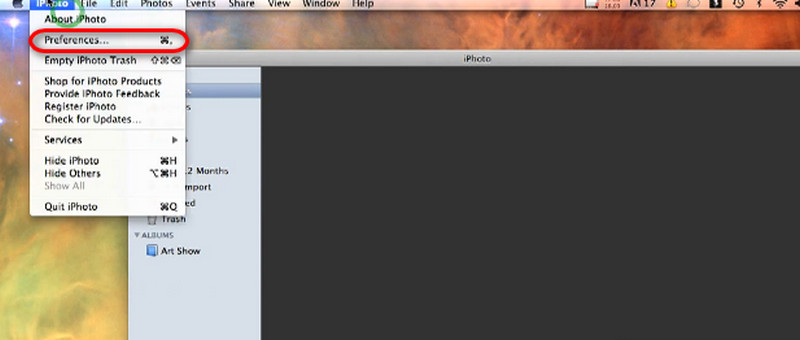 Go to Preferences of iPhoto