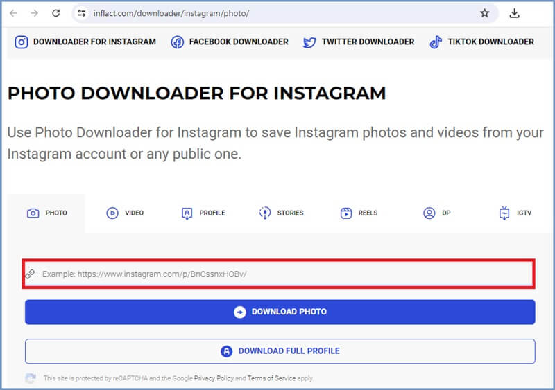 Inflact Simpan Foto Instagram