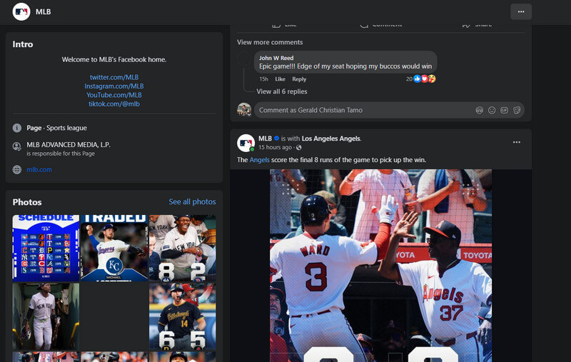 Stream MLB sur les réseaux sociaux