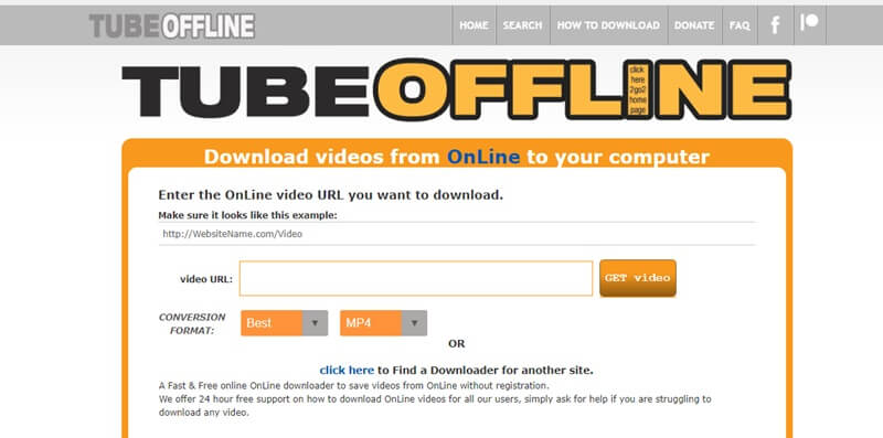 อินเทอร์เฟซ Tubeoffline