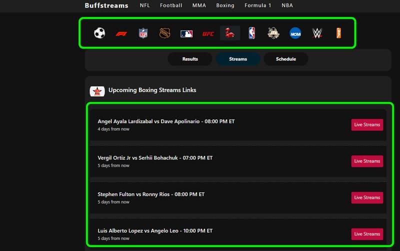 Buffstream Choose Sport To Watch