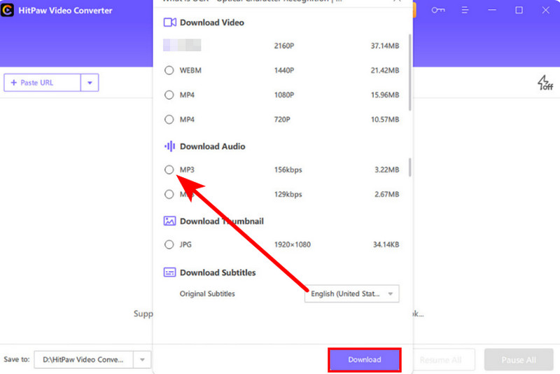 برنامج تحميل من اليوتيوب Hitpaw