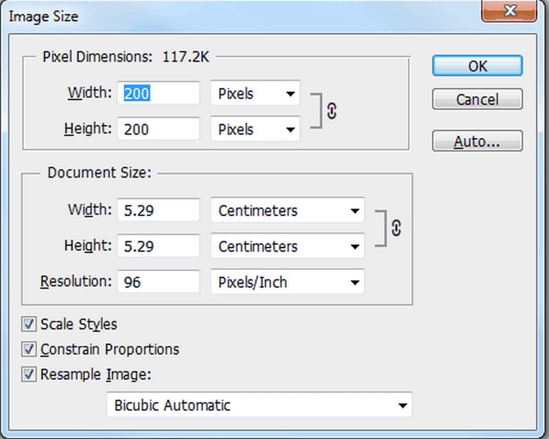 Pixel Dimensions Dokumentumméret