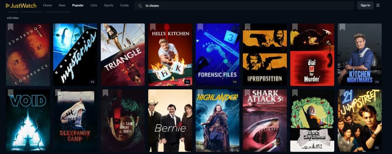 Sitio web de Popcorn Flix