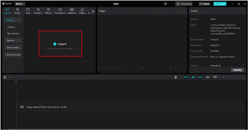Capcut Import Video