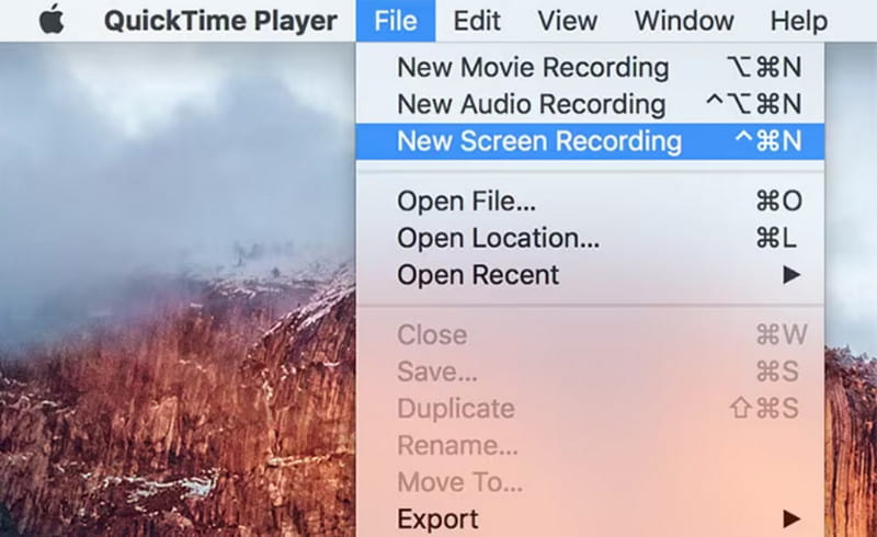 Quicktime New Screen Recording