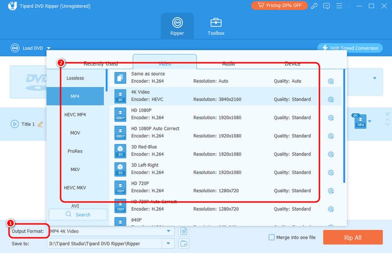 Output Formats Option