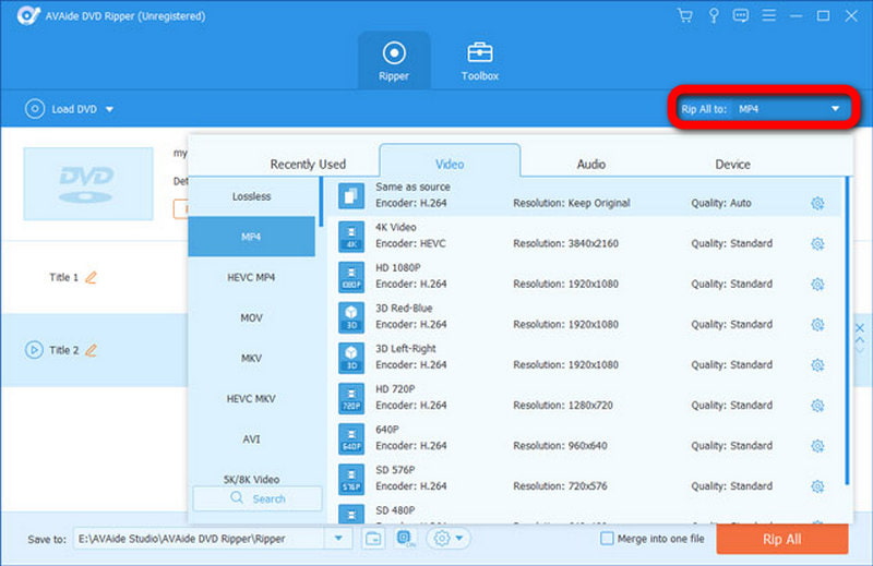 Select Output Format