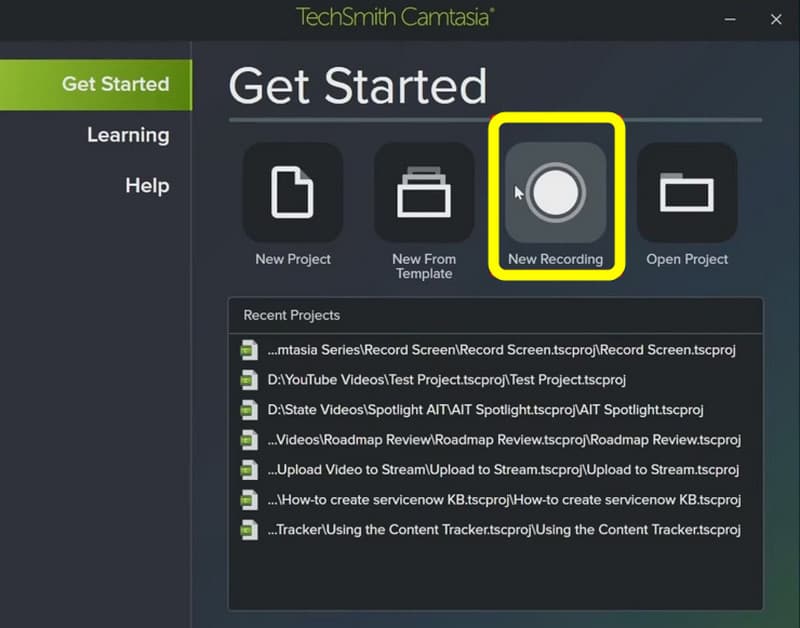 Nuova opzione di registrazione Camtasia