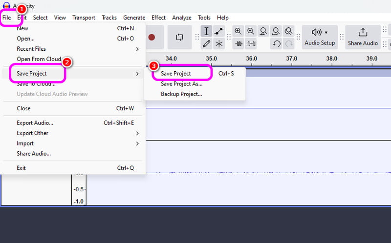Save Project Audacity