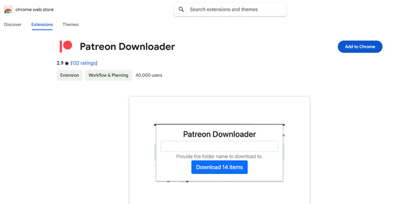 Estensione Chrome per il download di Patreon