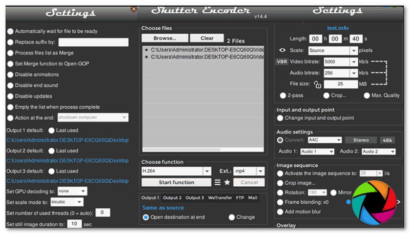 Shutter Encoder Free Video Compressor on Desktop