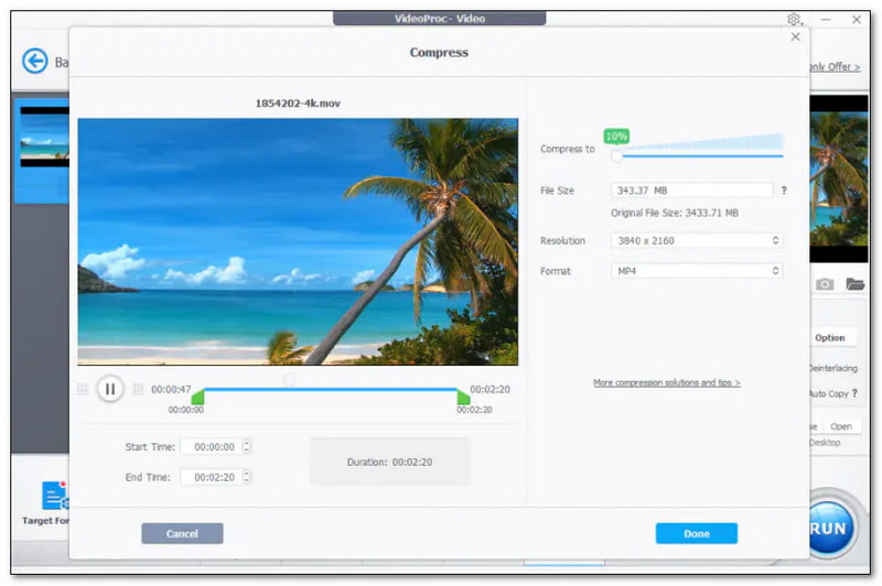 Videoproc Converter AI Free Video Compressor on Desktop