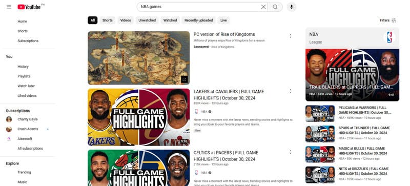 Youtube NBA