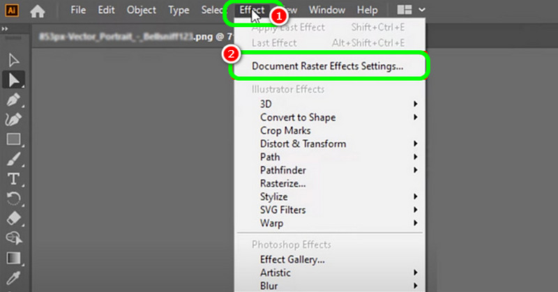 Effects Document Raster Effects Settings Illustrator