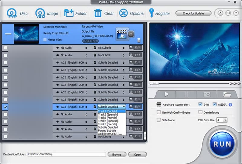 Interface de Winx DVD Ripper